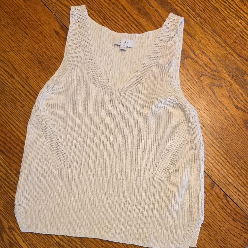 LOFT Beige Sleeveless Knit Top